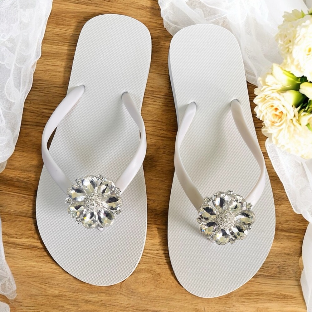 White Sandals with Crystal Embellishment